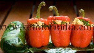 Capsicum/Peppers stuffed with Cottage Cheese 