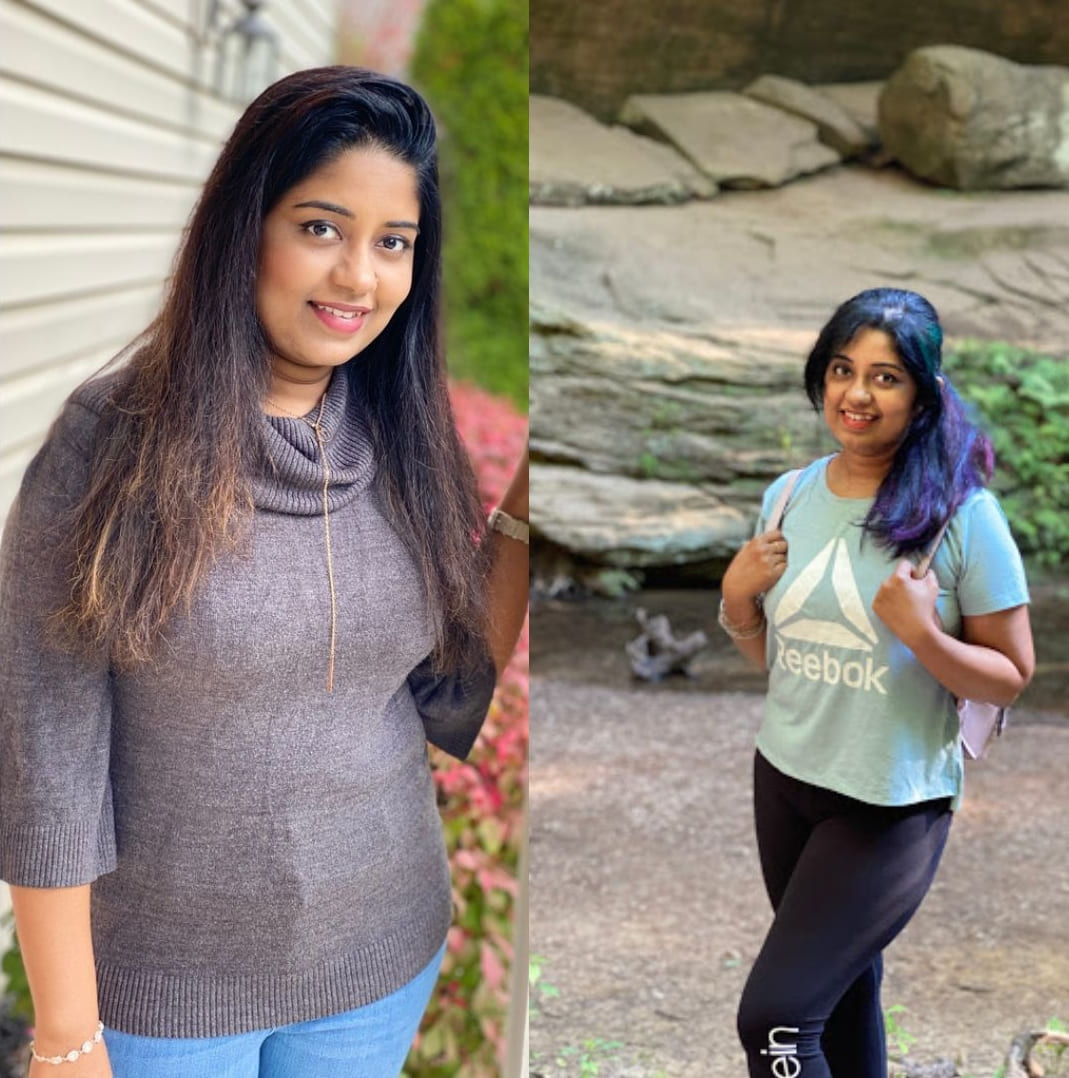 Before and after keto diet transformation of Deepa Sarojam
