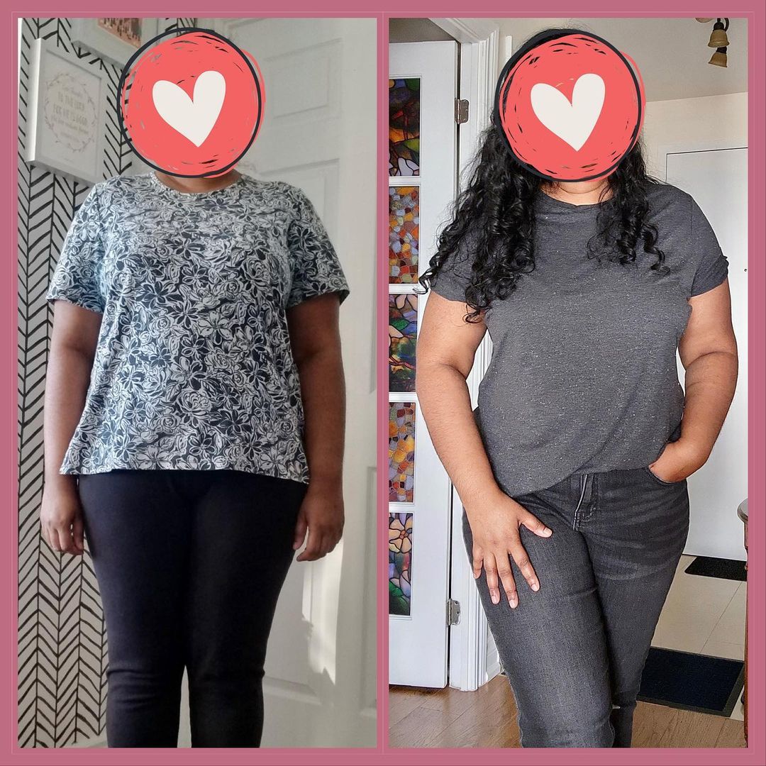 Before and after keto diet transformation of Jane Mathew