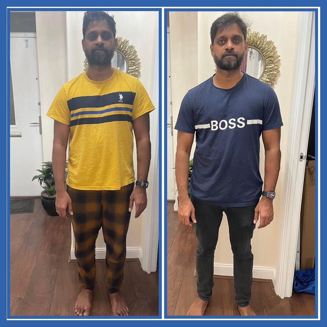 Before and after keto diet transformation of Sudheer