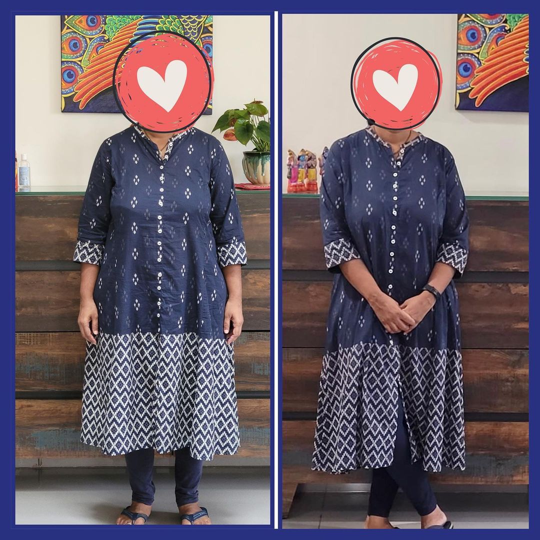Before and after keto diet transformation of a client of Priya Dogra